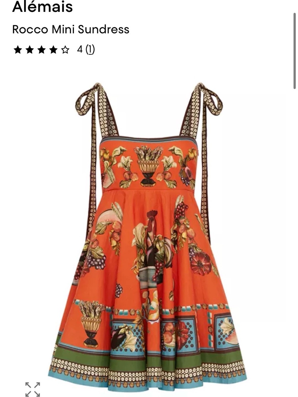 Alémais Orange Rocco Mini Sundress with Multicolor Print - Picture 4 of 16